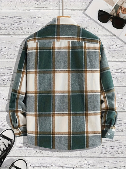 Men's Shirt Versatile Casual Plaid Shirt Coat Shirt Coat