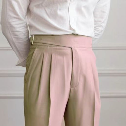 Pantalones de traje casuales ajustados con cinturón para hombre