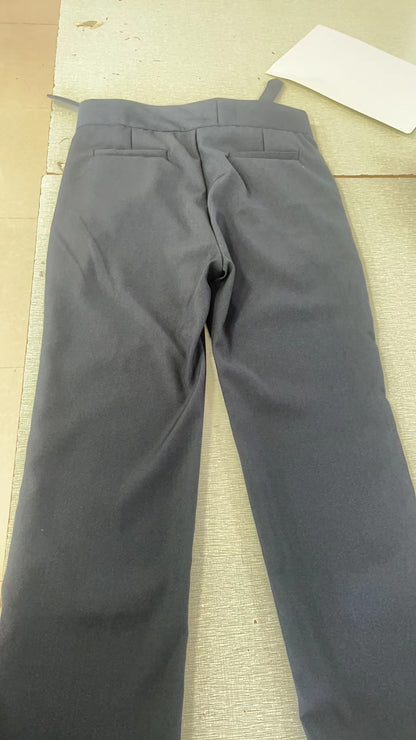 Pantalones de traje casuales ajustados con cinturón para hombre