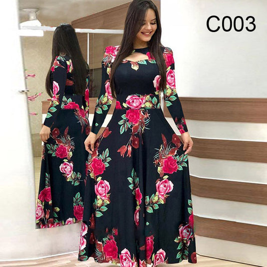 Vestido de manga larga con estampado floral