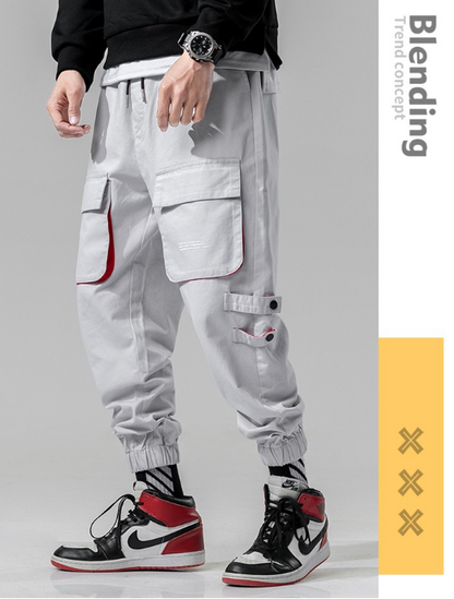 Pantalones punk con cintura elástica Pantalones jogger cargo