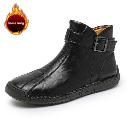 Botas de cuero genuino de alta calidad para hombre, estilo casual en tendencia