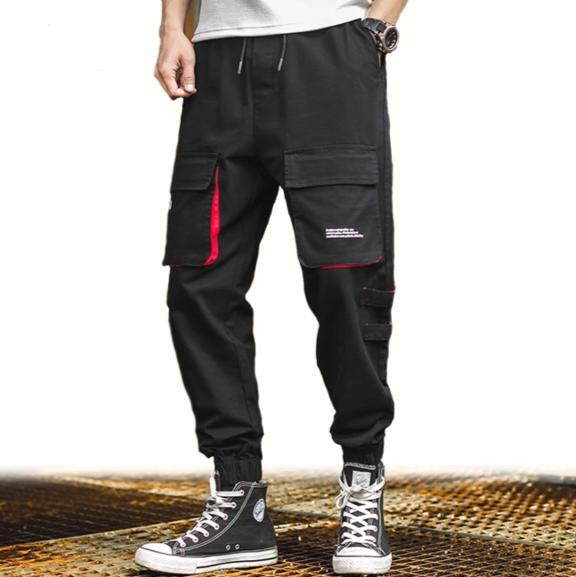 Pantalones punk con cintura elástica Pantalones jogger cargo