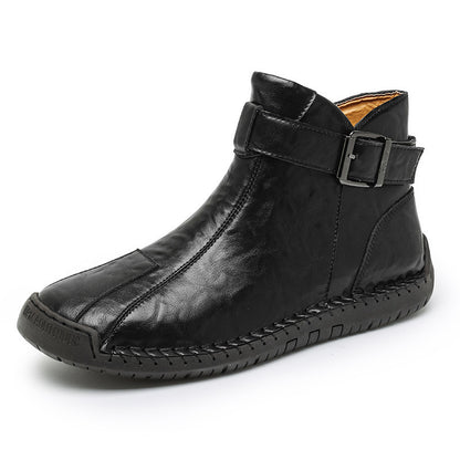 Botas de cuero genuino de alta calidad para hombre, estilo casual en tendencia