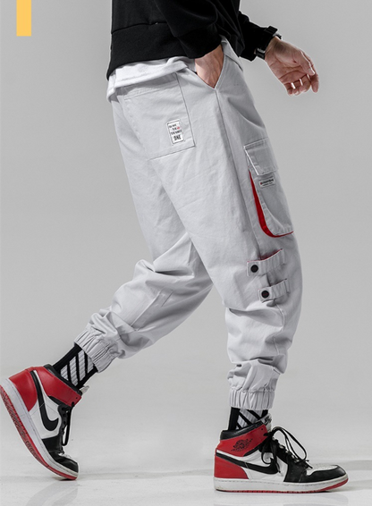 Pantalones punk con cintura elástica Pantalones jogger cargo