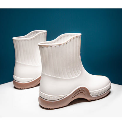 Botas de lluvia impermeables con suela suave para mujer