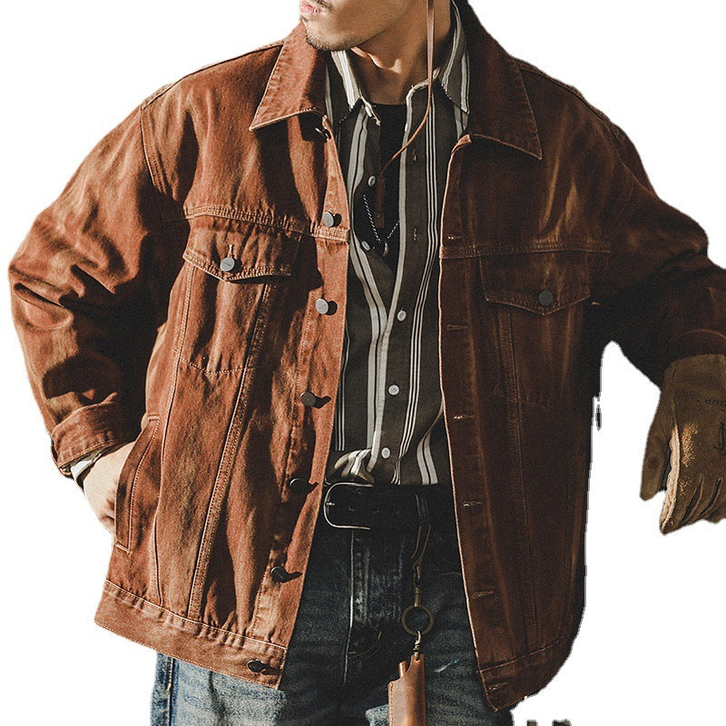 Chaqueta vaquera vintage americana de otoño e invierno para hombre