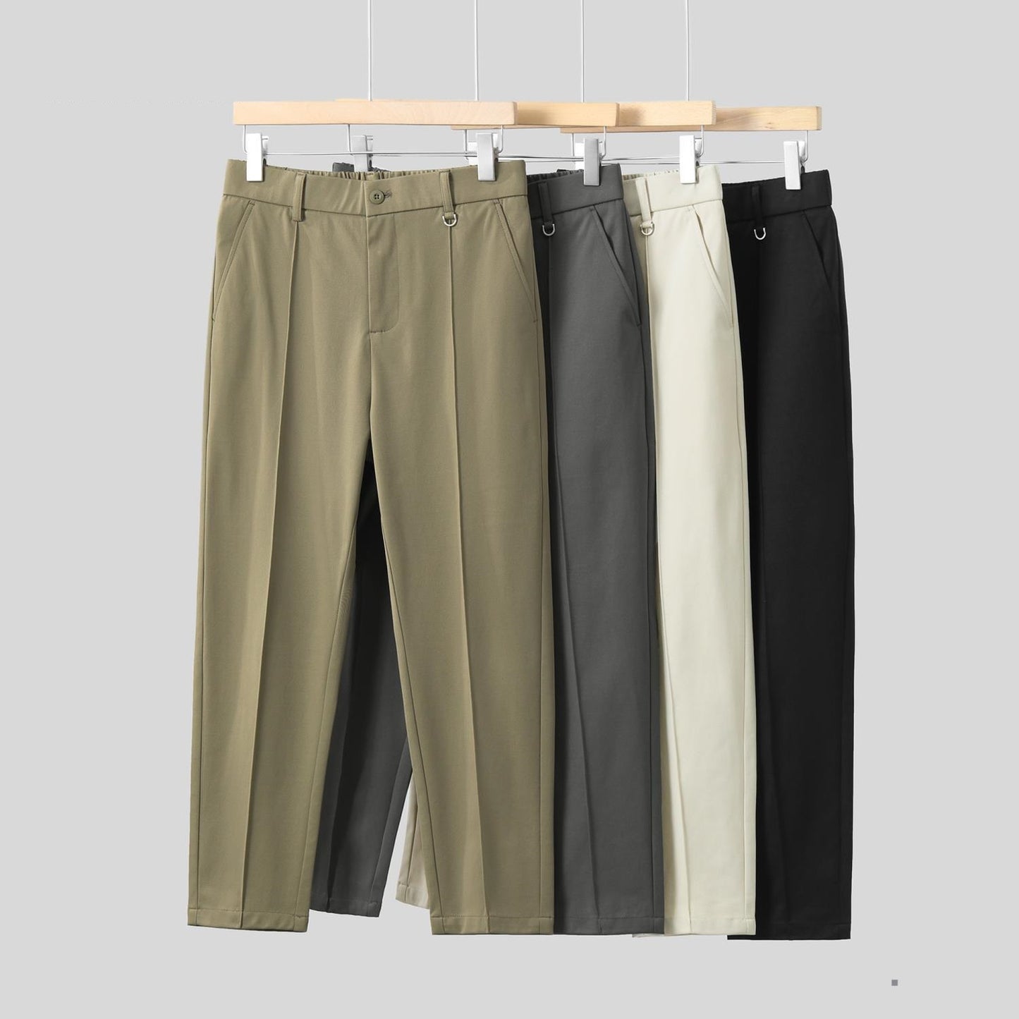 Pantalones de traje sencillos sin planchar, Color sólido, informales, ligeros, de lujo, cónicos