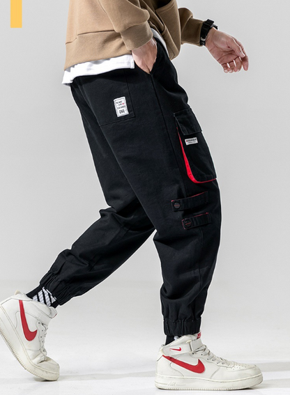 Pantalones punk con cintura elástica Pantalones jogger cargo