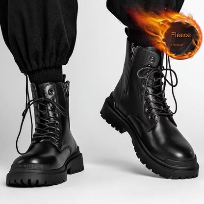 Botas de cuero británicas de altura media para hombres.