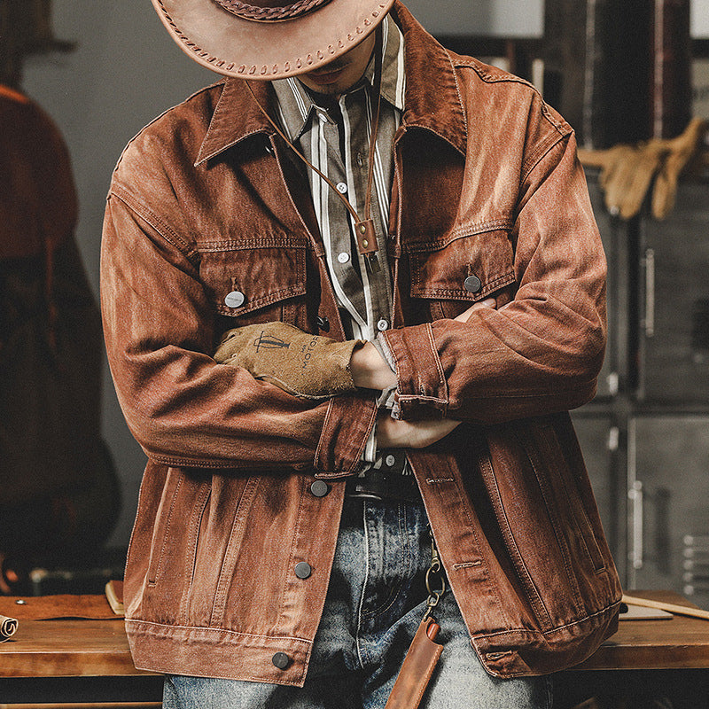 Chaqueta vaquera vintage americana de otoño e invierno para hombre