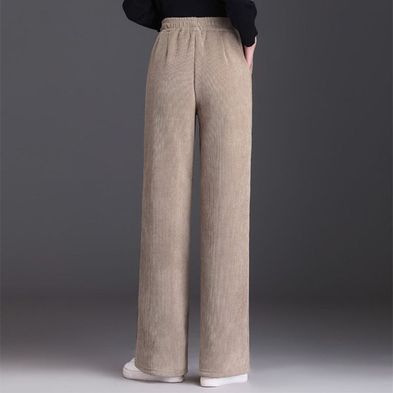 Pantalones de lana de pierna ancha de invierno para mujer