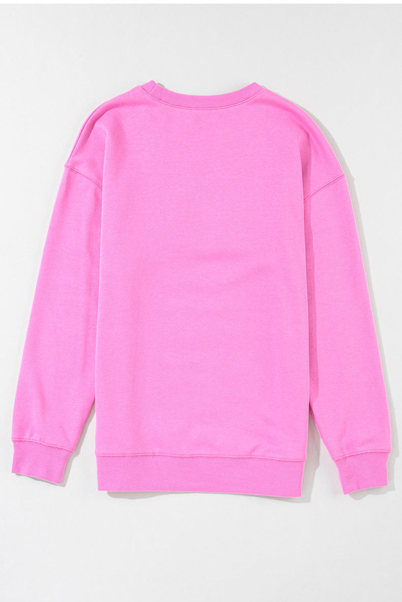 Solid Color Round-neck Pullover Loose Oversize Letter Printed Long Sleeve