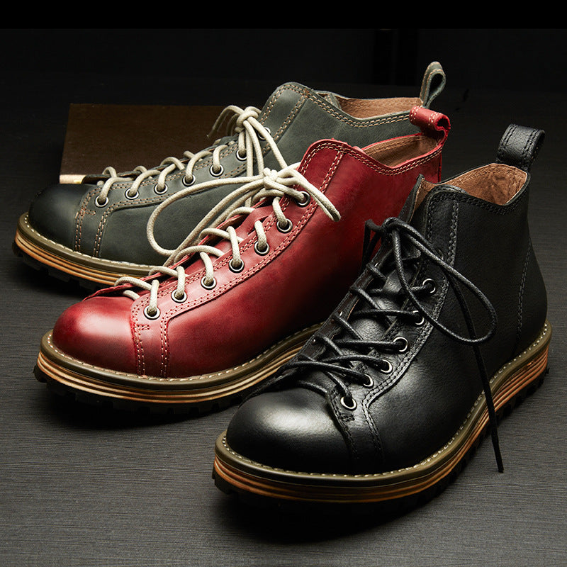 Botas Martin con punta grande de cuero vintage para hombre