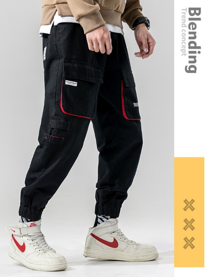 Pantalones punk con cintura elástica Pantalones jogger cargo