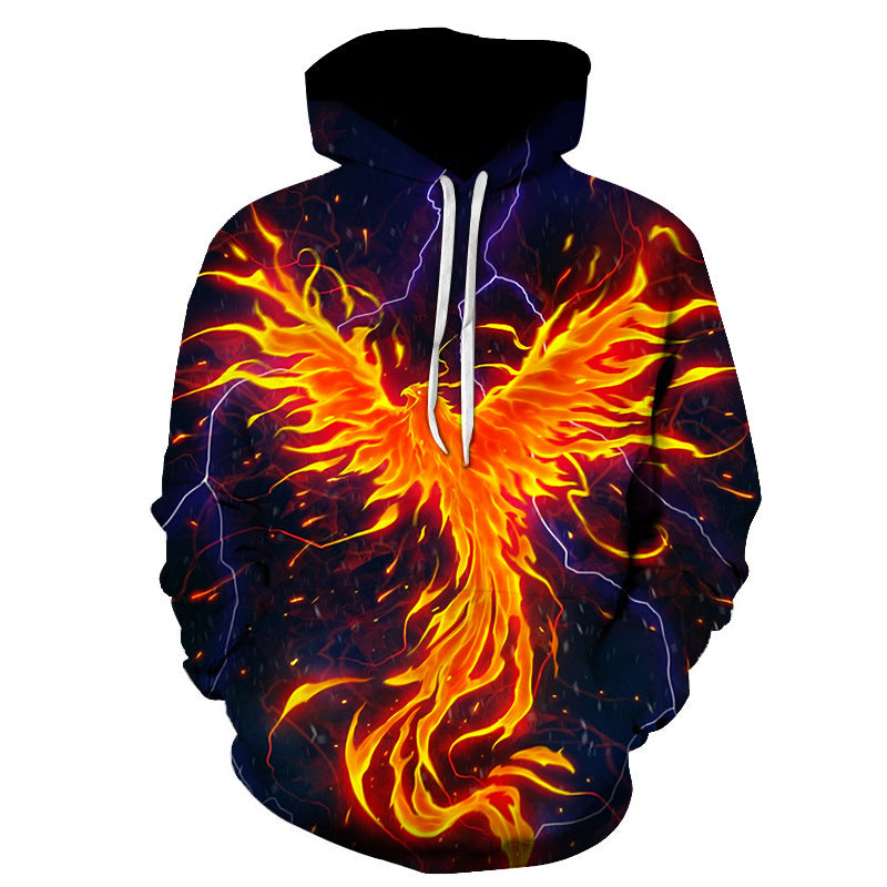 Flame Phoenix Series Hoodie Loose And Versatile Top