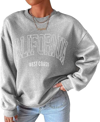 Women's Plus Size Round Neck Print Sweatshirt