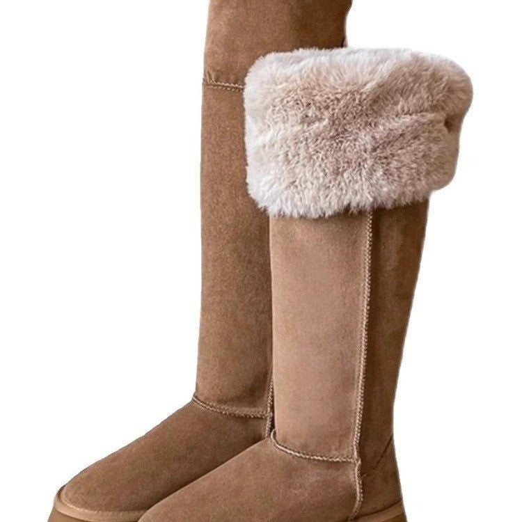 Botas largas de algodón con plataforma gruesa y forro polar para invierno