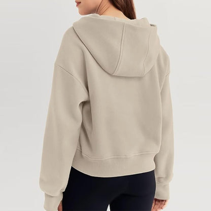 Autumn And Winter Zipper Long Sleeve Loose Hooded Sweater