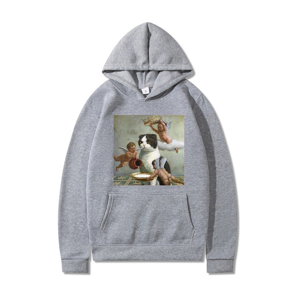 Sweatshirt Angel And Cat Printing Sweater Couple