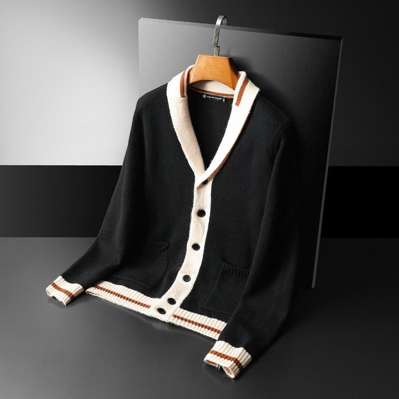 Cardigan Sweater Sweater Plus Size V-neck Color-block Casual Coat