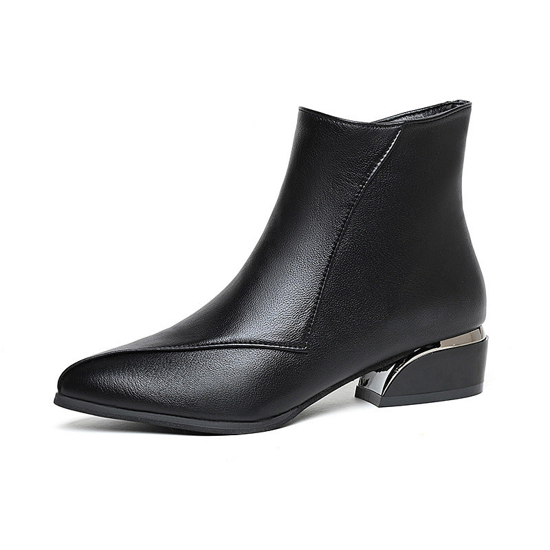 Women's British-style Fashionable Chunky Heel Martin Boots