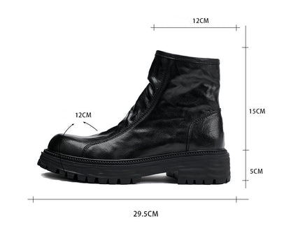 Botas de moda para trabajadores con plataforma alta de cuero genuino