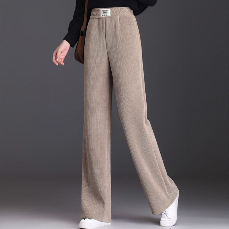 Pantalones de lana de pierna ancha de invierno para mujer