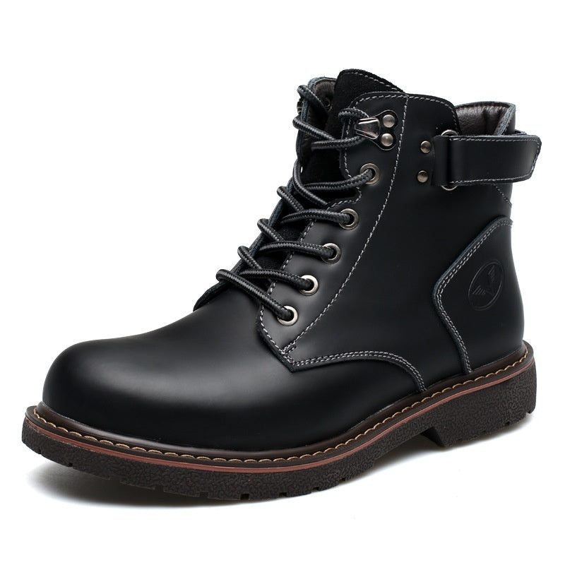 Botas Martin de estilo británico para hombres, de altura media y forradas con fleece.