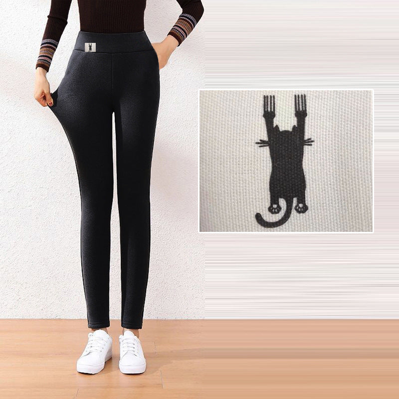 Women's Fashion Simple High-waisted Tight-fitting Warm Pants