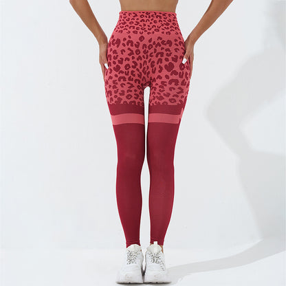 Pantalones deportivos con estampado de leopardo para mujer, cintura alta, levantamiento de glúteos, mallas sin costuras, elásticos, para correr, entrenamiento deportivo, pantalones de Yoga, trajes de gimnasio