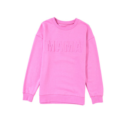 Solid Color Round-neck Pullover Loose Oversize Letter Printed Long Sleeve