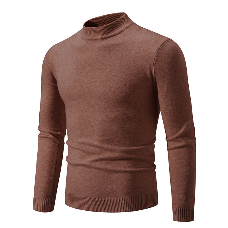 Suéter de Cuello Redondo de Invierno para Hombre Color Sólido