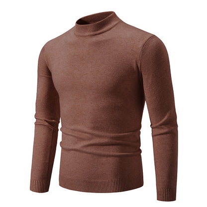 Suéter de Cuello Redondo de Invierno para Hombre Color Sólido