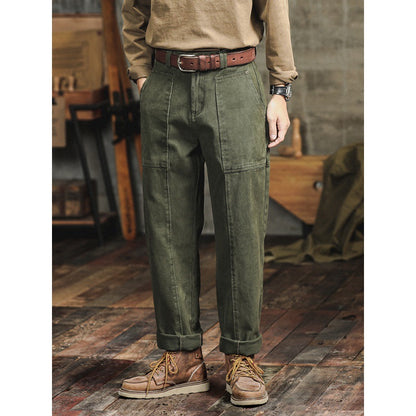 Pantalones casuales retro verde militar