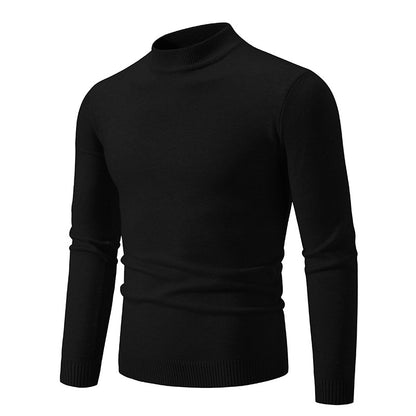 Suéter de Cuello Redondo de Invierno para Hombre Color Sólido