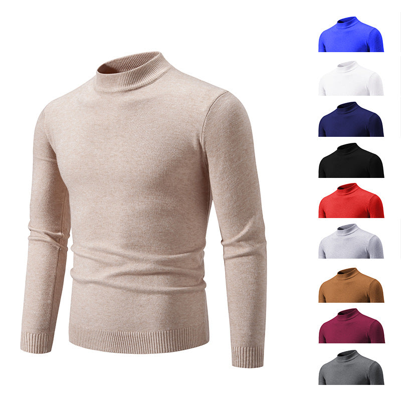 Suéter de Cuello Redondo de Invierno para Hombre Color Sólido