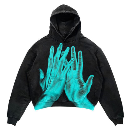 Men's And Women's Fashion Punk Design Fleece Printed Hoodie