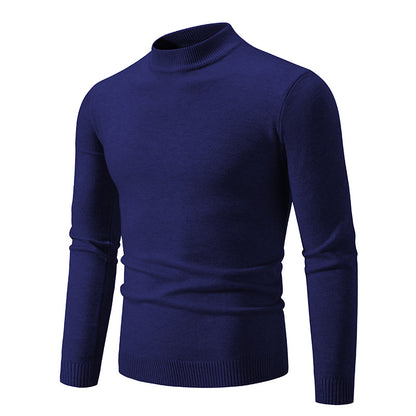 Suéter de Cuello Redondo de Invierno para Hombre Color Sólido