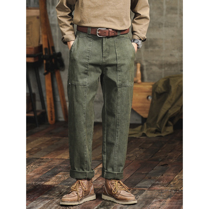 Pantalones casuales retro verde militar