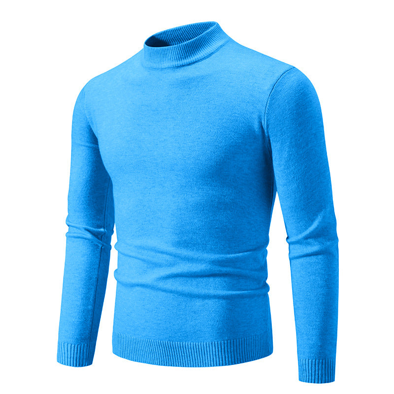 Suéter de Cuello Redondo de Invierno para Hombre Color Sólido