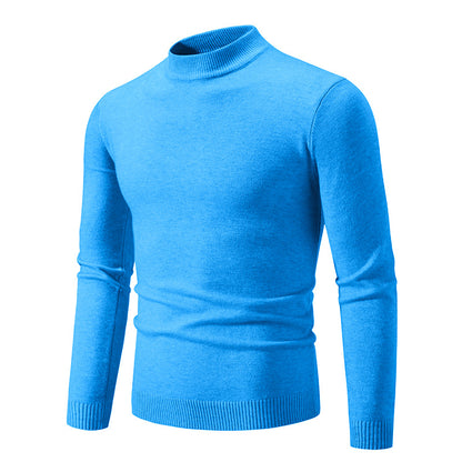 Suéter de Cuello Redondo de Invierno para Hombre Color Sólido