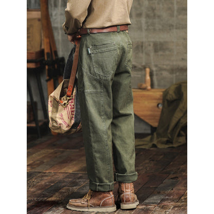 Pantalones casuales retro verde militar