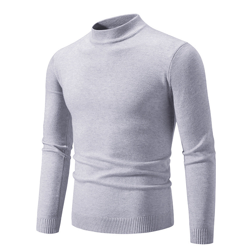 Suéter de Cuello Redondo de Invierno para Hombre Color Sólido