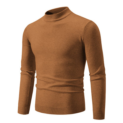 Suéter de Cuello Redondo de Invierno para Hombre Color Sólido