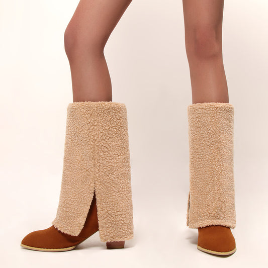 Botas pierna de pantalón de felpa para mujer