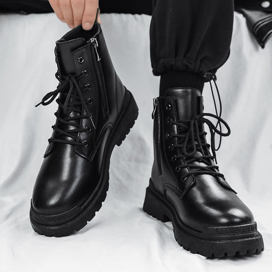 Botas de cuero británicas de altura media para hombres.