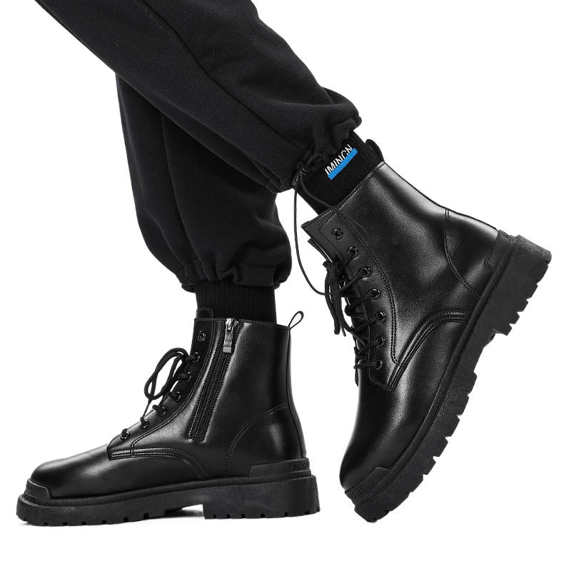 Botas de cuero británicas de altura media para hombres.