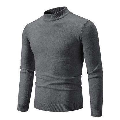 Suéter de Cuello Redondo de Invierno para Hombre Color Sólido