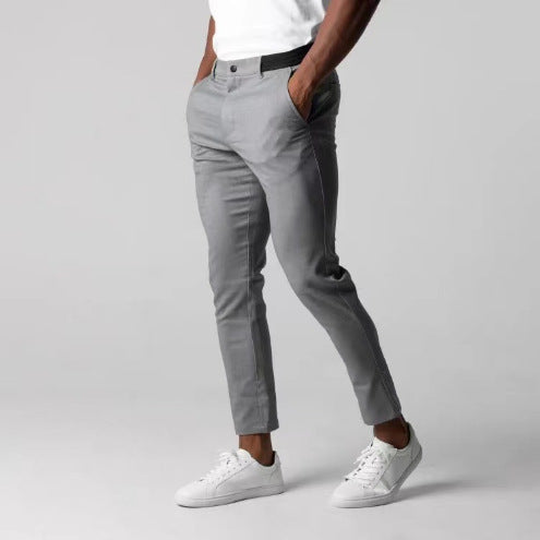 Pantalón De Traje Hombre Slim Gris Rectos